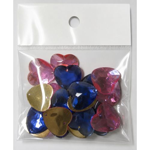 Multi-color heart shape rhinestones in packaging